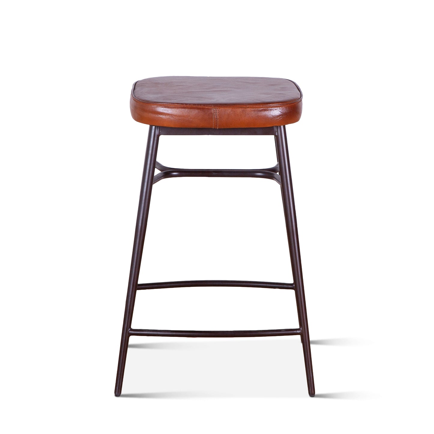Wellington 19" Backless Brown Top-Grain Leather Counter Stool