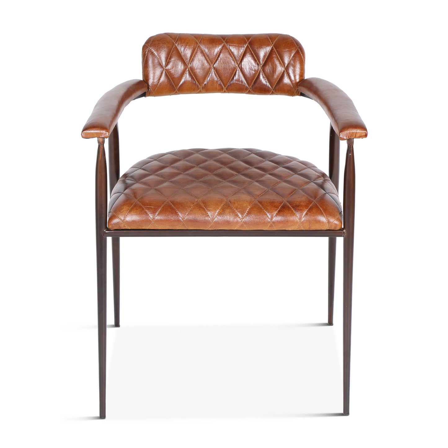 Wellington 23" Diamond Leather Iron Arm Chair