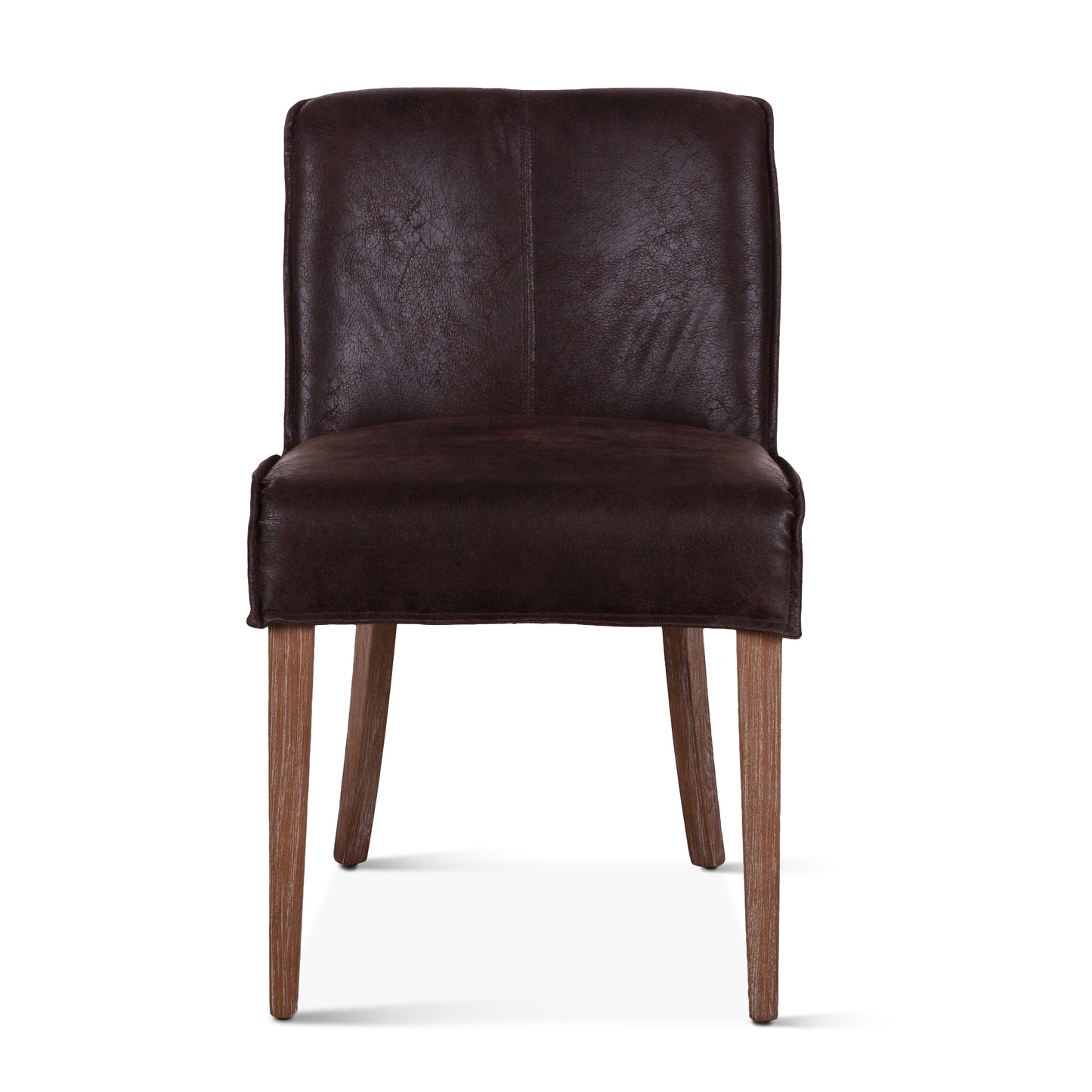 Buddy 20" Dark Brown Leather Dining Chair Natural Legs