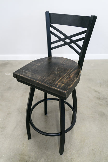 30 Inch X Back Swivel Bar Stool (Matte Black)