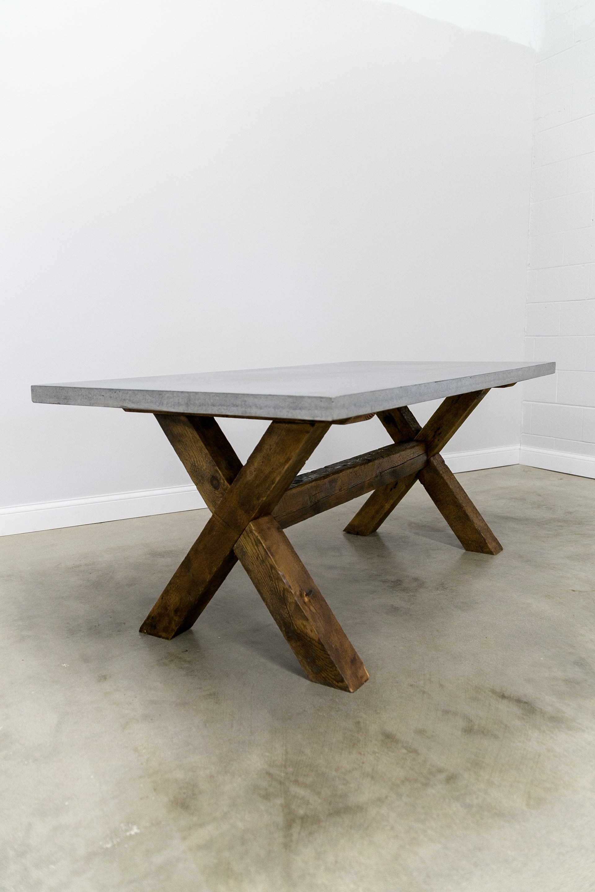 Concrete Dining Table with Reclaimed Wood Base