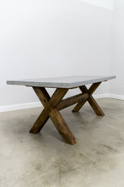 Concrete Dining Table with Reclaimed Wood Base