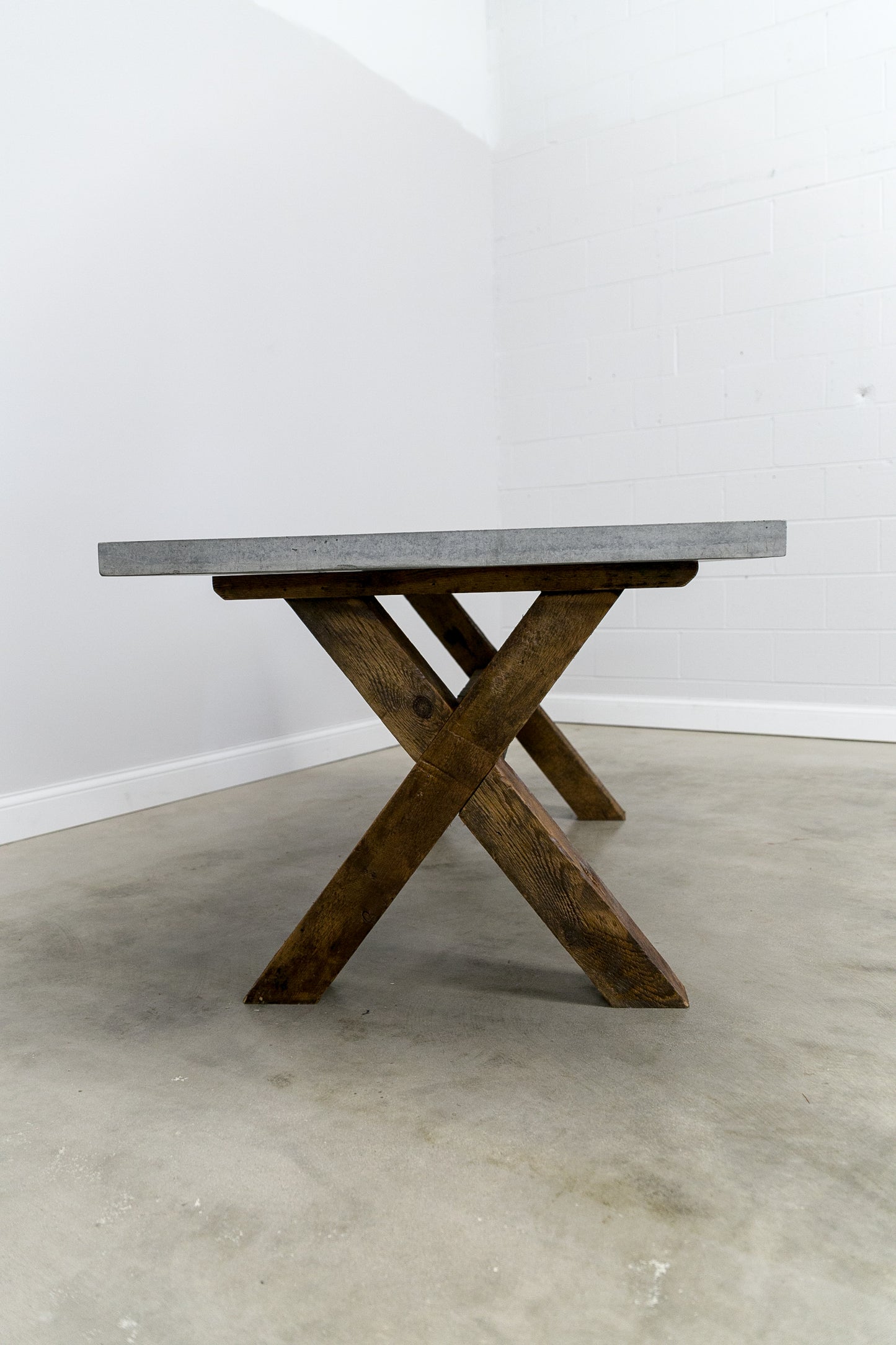 Concrete Dining Table with Reclaimed Wood Base