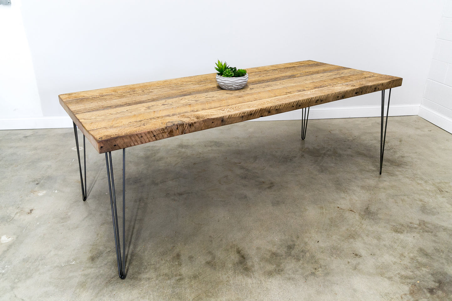 Reclaimed Wood Table with Leveling Hairpin Legs