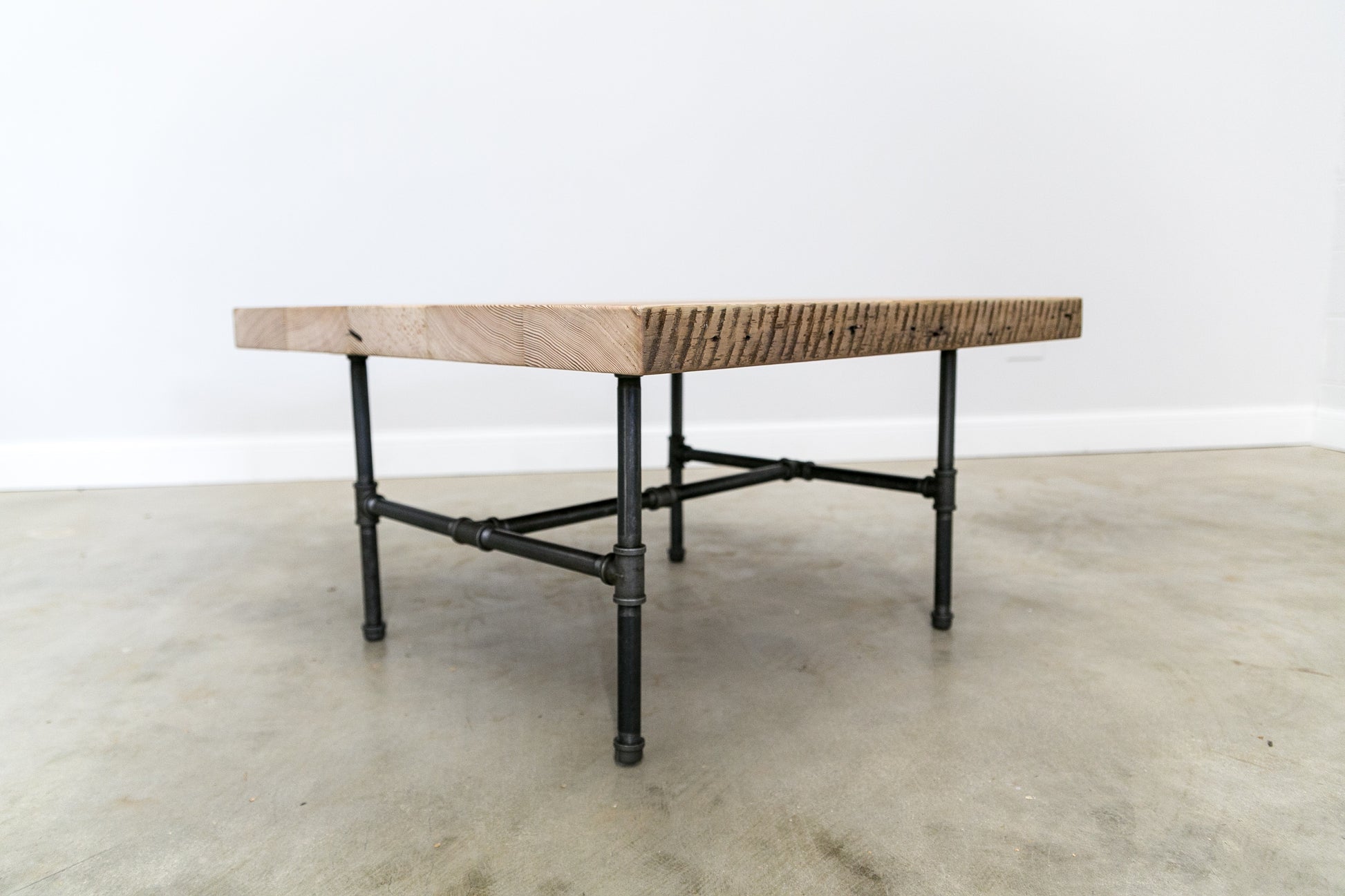 Coffee Table with Black Pipe Leg Base