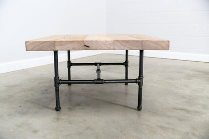 Coffee Table with Black Pipe Leg Base