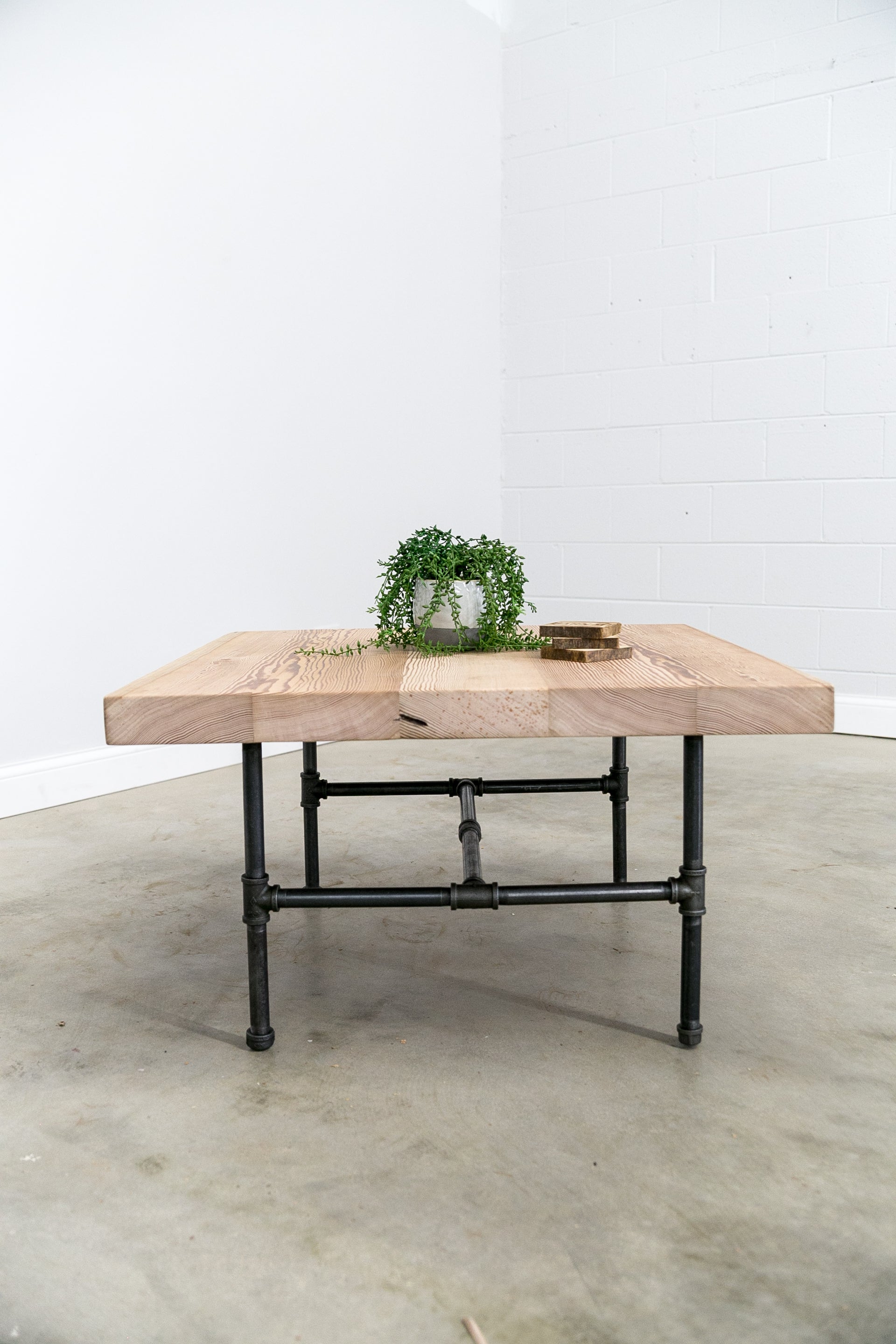 Coffee Table with Black Pipe Leg Base