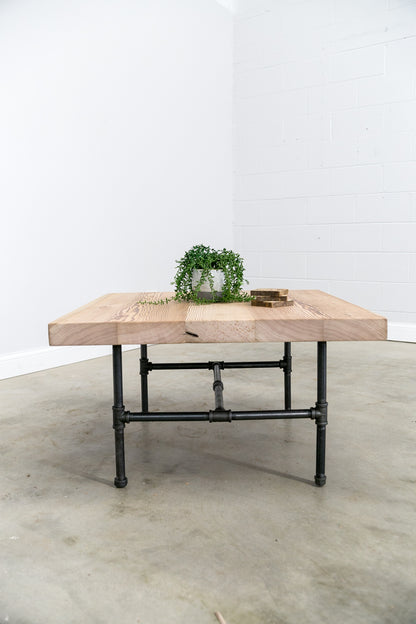 Coffee Table with Black Pipe Leg Base