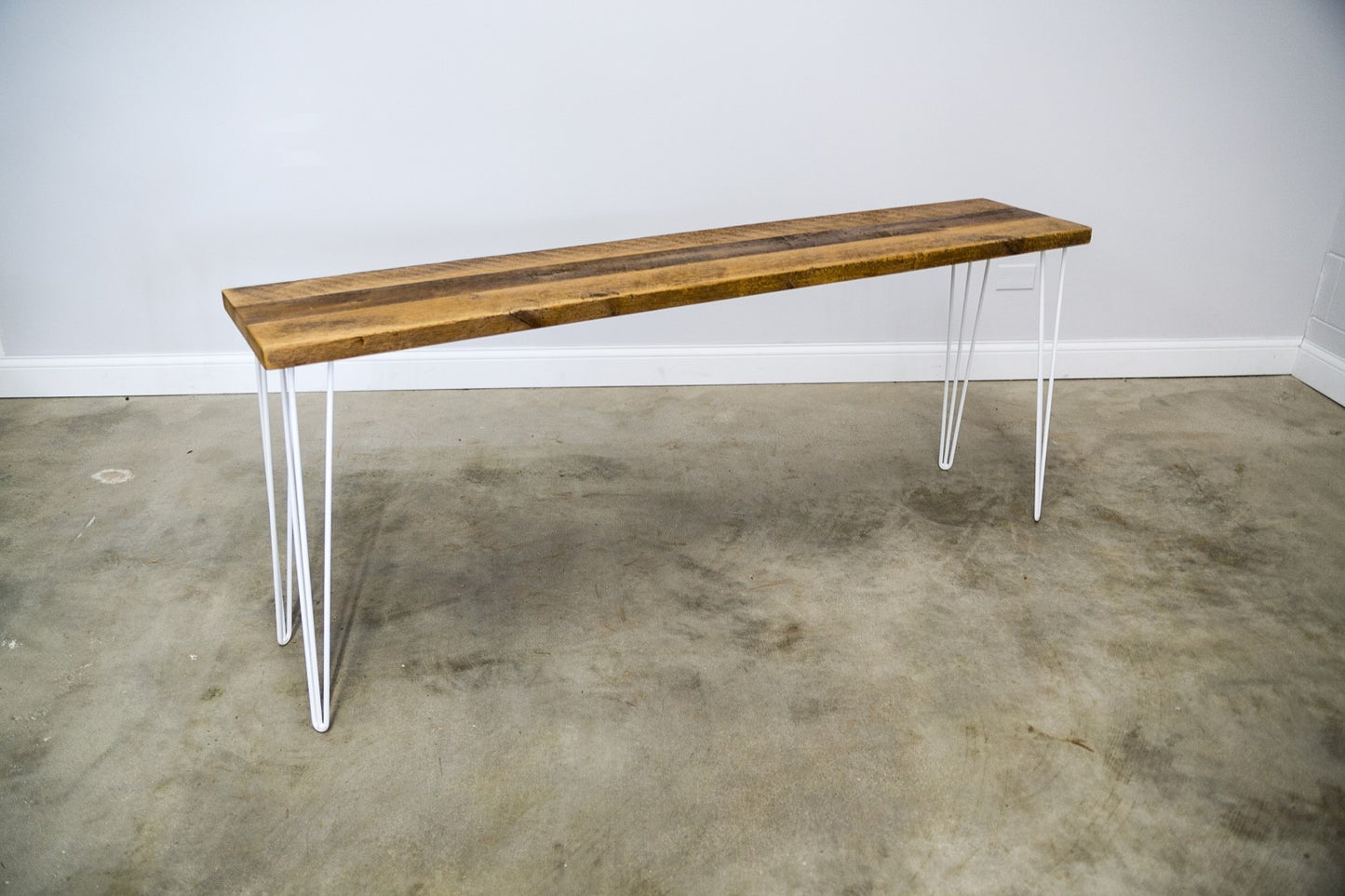 Reclaimed Console Table with White Hairpin Legs
