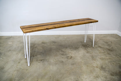 Reclaimed Console Table with White Hairpin Legs