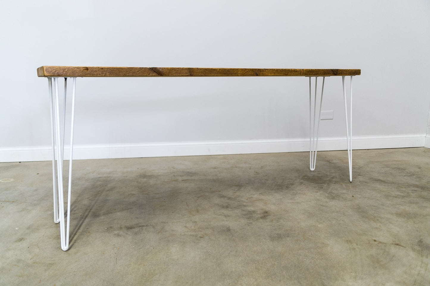 Reclaimed Console Table with White Hairpin Legs