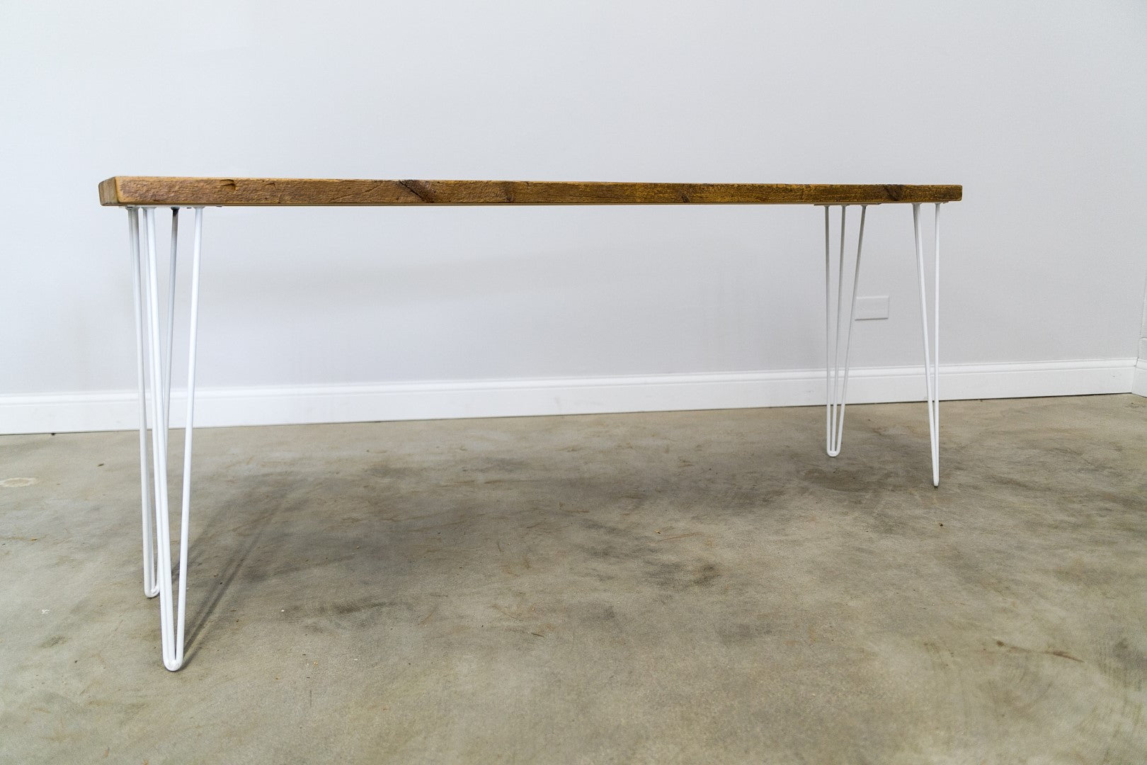 Reclaimed Console Table with White Hairpin Legs