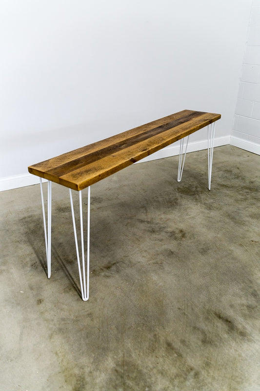 Reclaimed Console Table with White Hairpin Legs