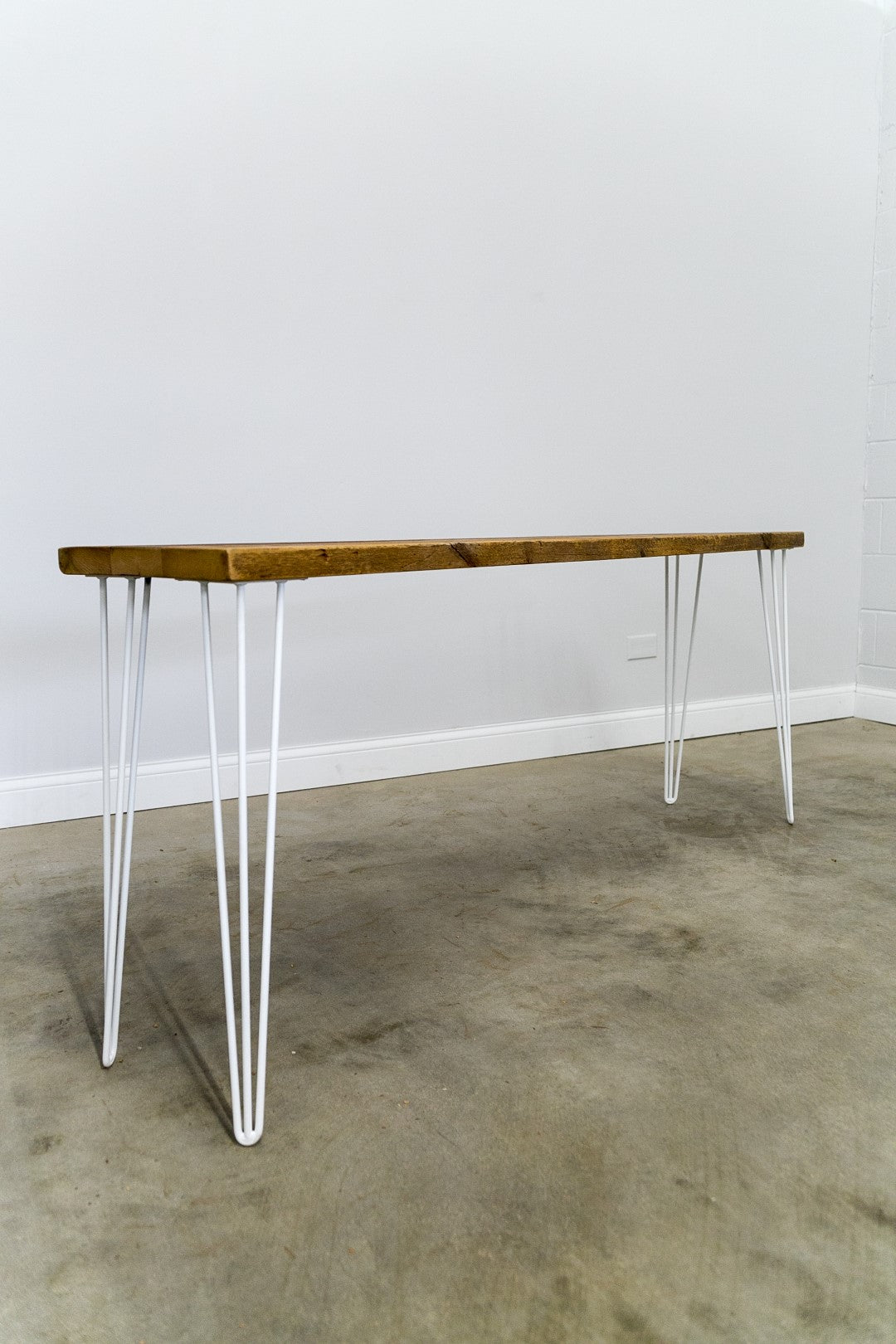 Reclaimed Console Table with White Hairpin Legs