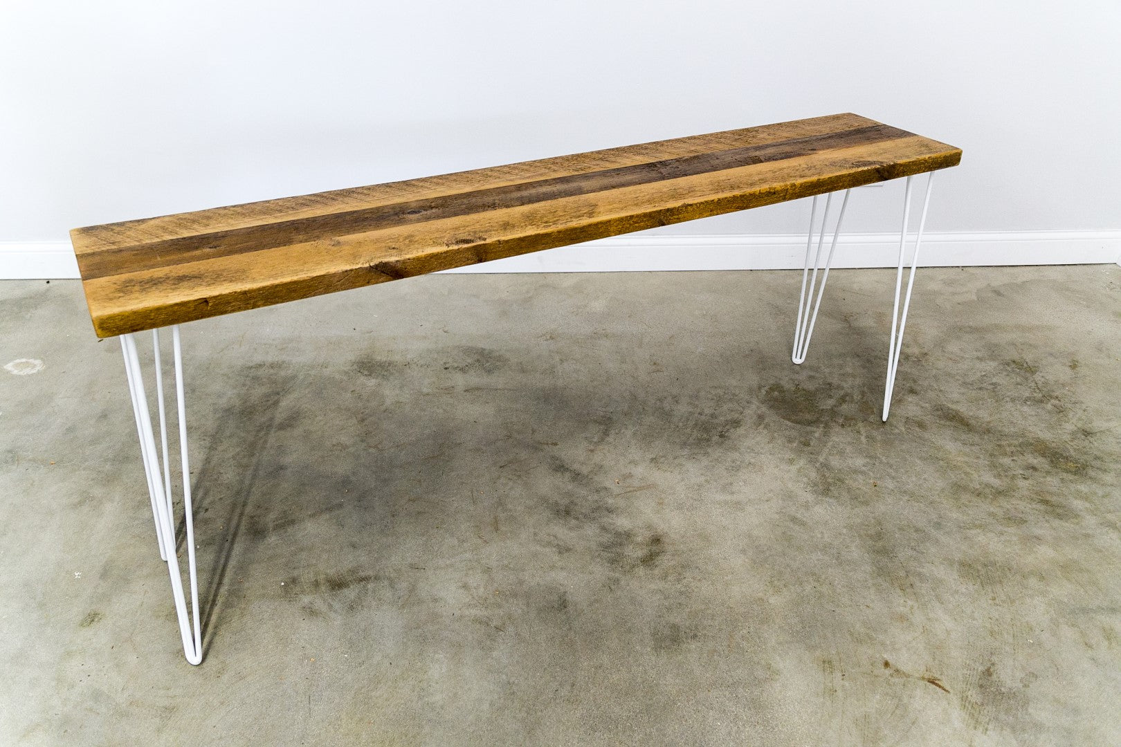 Reclaimed Console Table with White Hairpin Legs