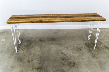 Reclaimed Console Table with White Hairpin Legs