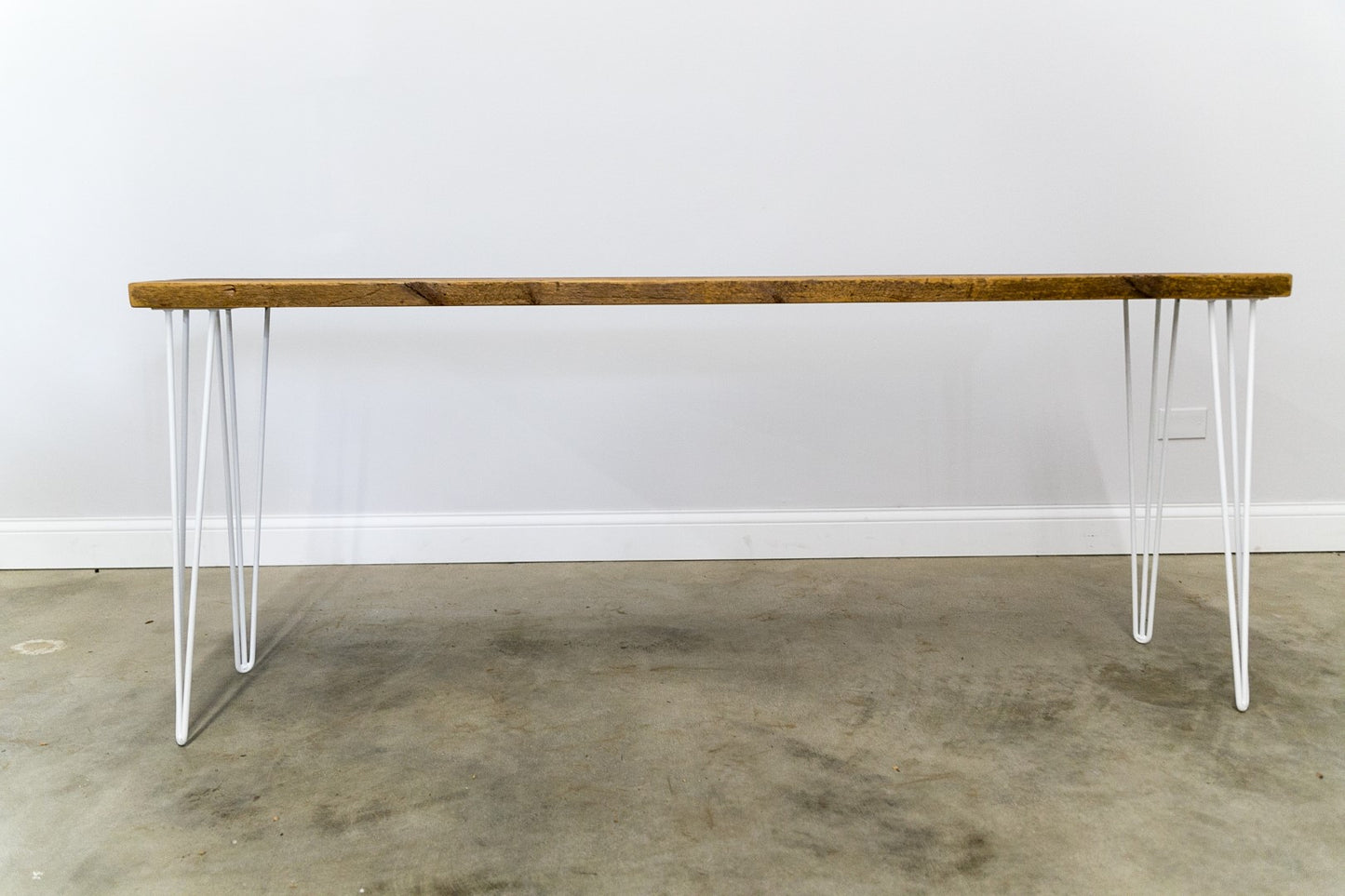 Reclaimed Console Table with White Hairpin Legs
