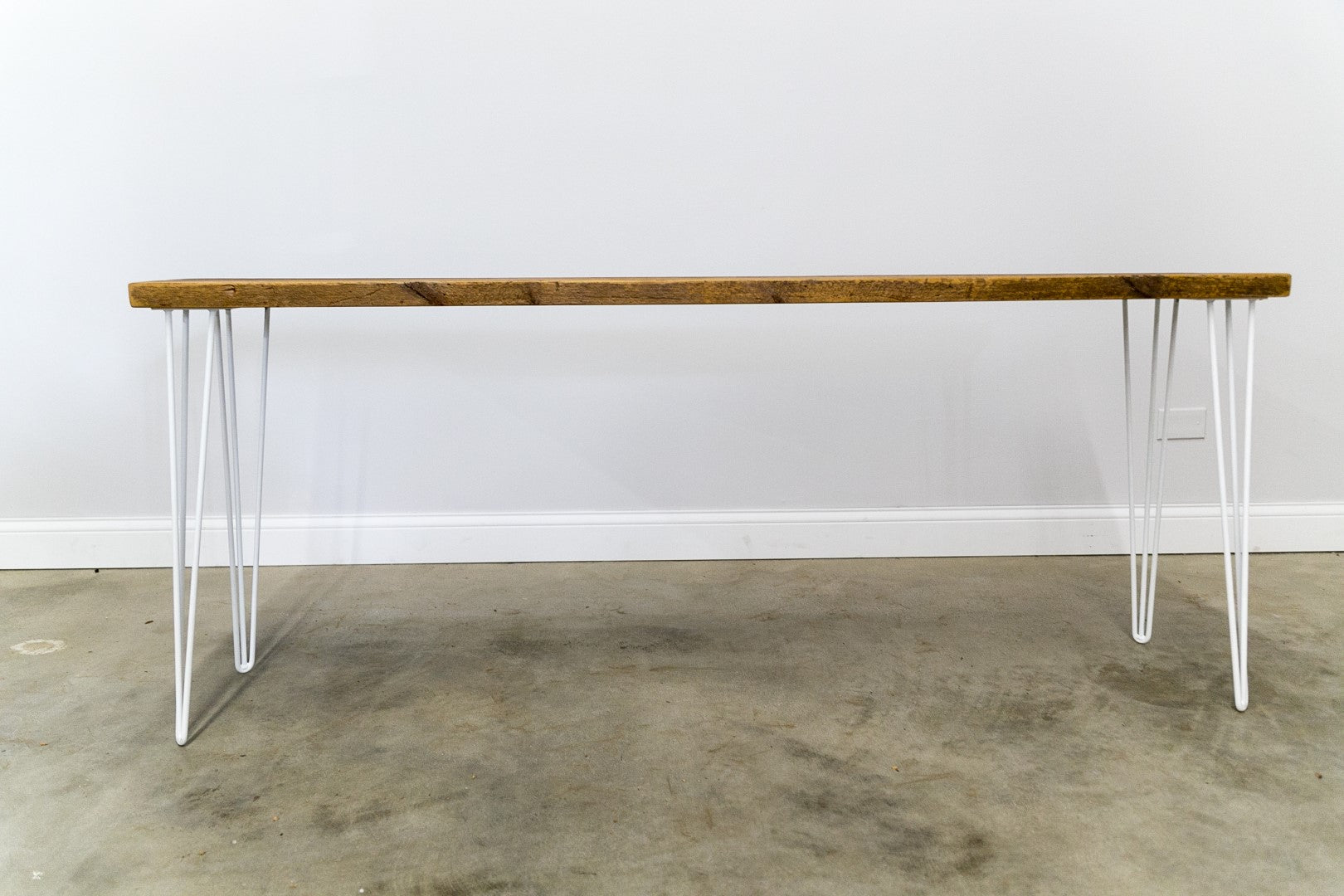 Reclaimed Console Table with White Hairpin Legs