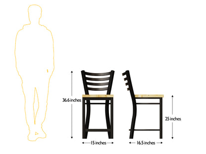 25 Inch Ladder Back Counter Chair (Matte Black)