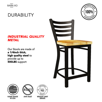 25 Inch Ladder Back Counter Chair (Matte Black)