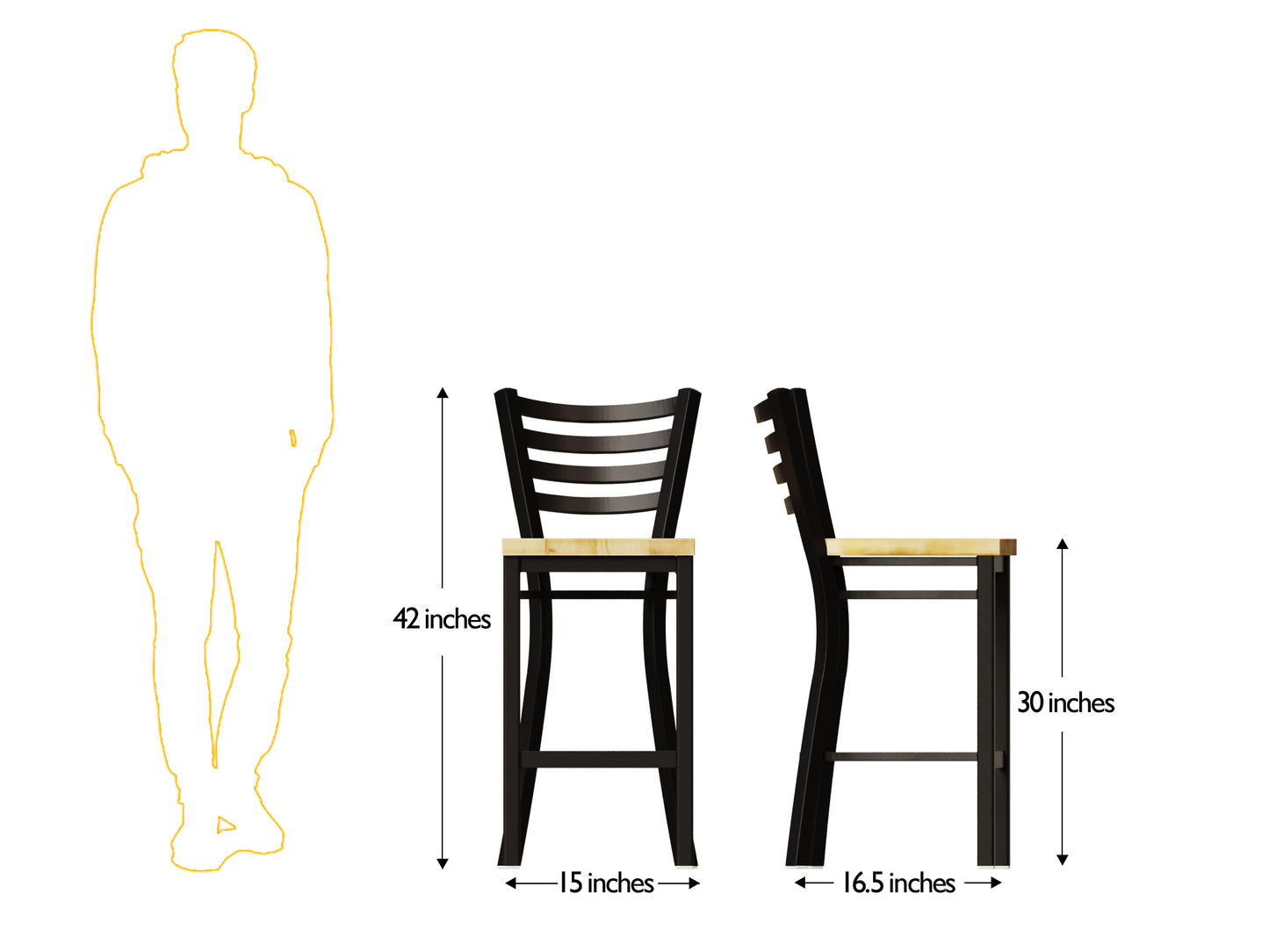 30 Inch Ladder Back Bar Stool (Matte Black)