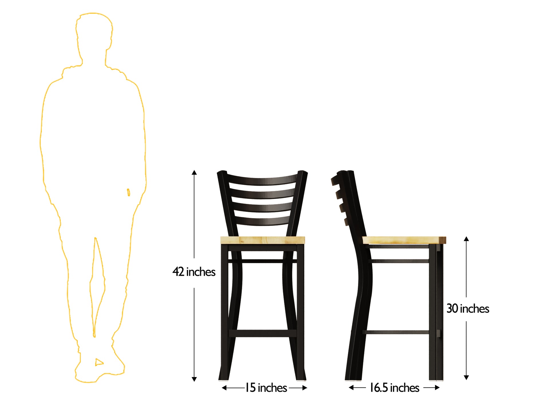 30 Inch Ladder Back Bar Stool (Matte Black)