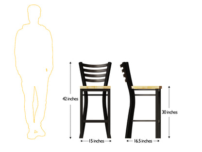 30 Inch Ladder Back Bar Stool (Matte Black)