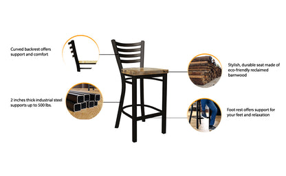 30 Inch Ladder Back Bar Stool (Matte Black)