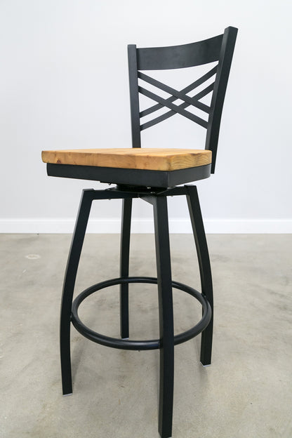 30 Inch X Back Swivel Bar Stool (Matte Black)