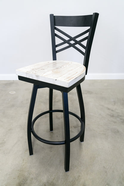 30 Inch X Back Swivel Bar Stool (Matte Black)
