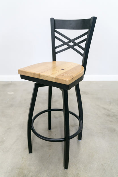30 Inch X Back Swivel Bar Stool (Matte Black)