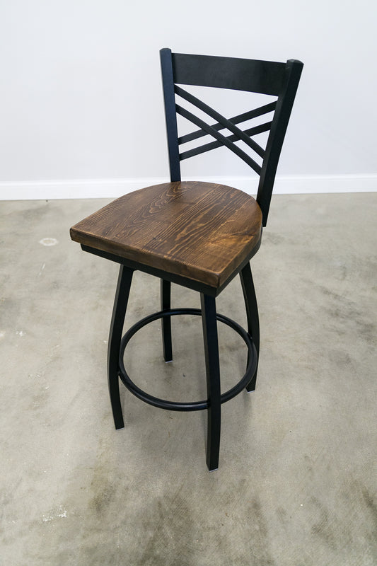 30 Inch X Back Swivel Bar Stool (Matte Black)