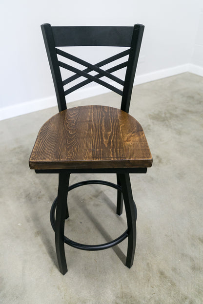 30 Inch X Back Swivel Bar Stool (Matte Black)