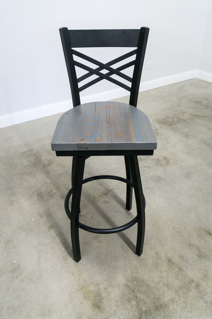 30 Inch X Back Swivel Bar Stool (Matte Black)