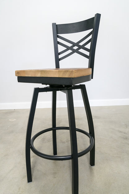 30 Inch X Back Swivel Bar Stool (Matte Black)