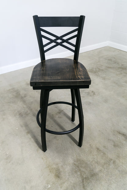 30 Inch X Back Swivel Bar Stool (Matte Black)