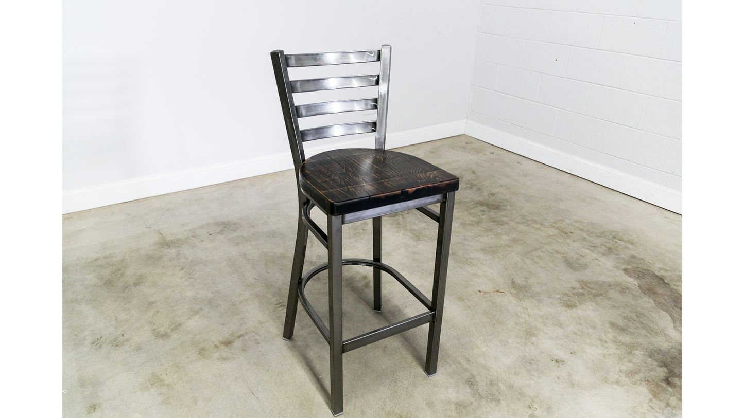 30 Inch Ladder Back Bar Stool (Gun Metal)