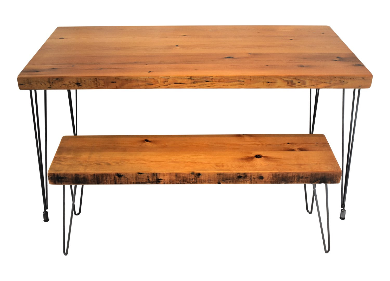 Reclaimed Wood Table with Leveling Hairpin Legs