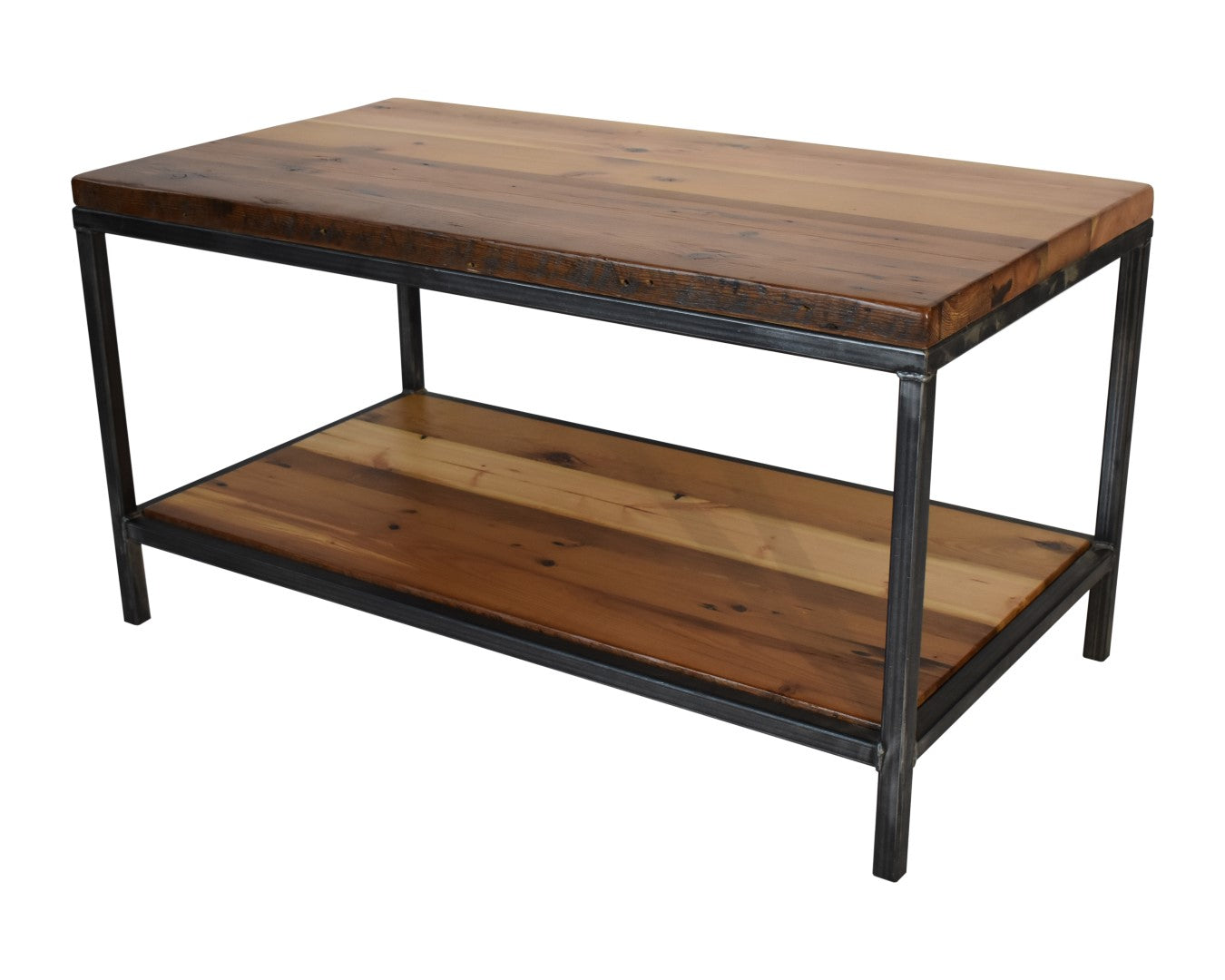 Urban Steel Coffee Table with Floating Shelf
