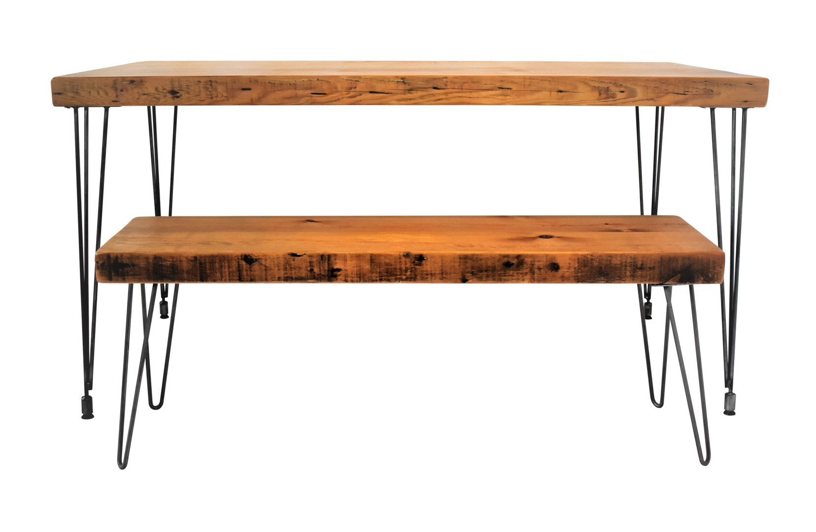 Reclaimed Wood Table with Leveling Hairpin Legs