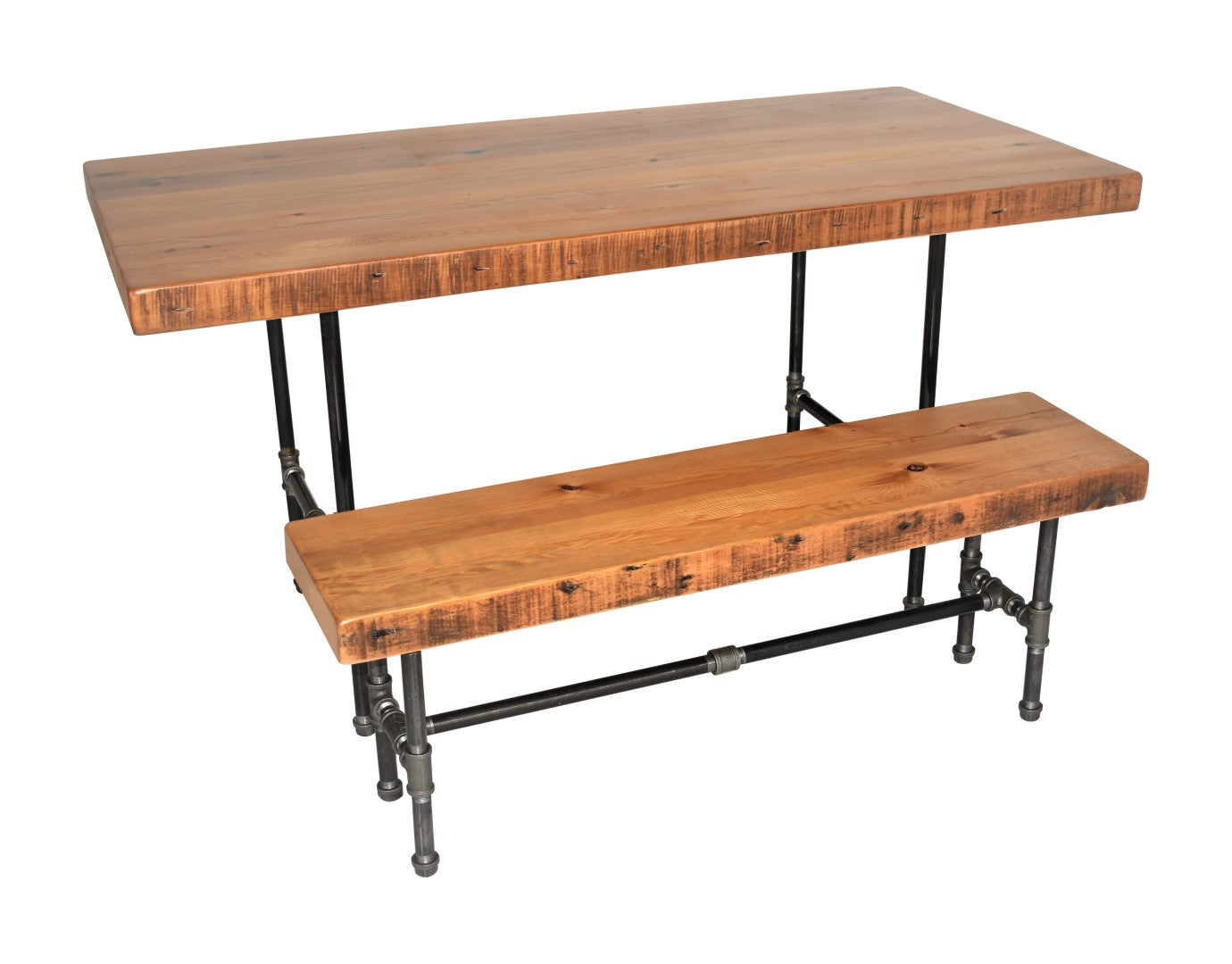 Reclaimed Wood Table with Black Pipe Leg Base