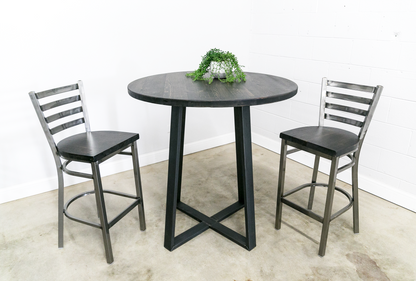 Reclaimed Round Table with Criss-Cross Leg Base