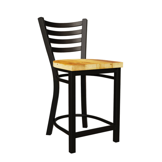 25 Inch Ladder Back Counter Chair (Matte Black)