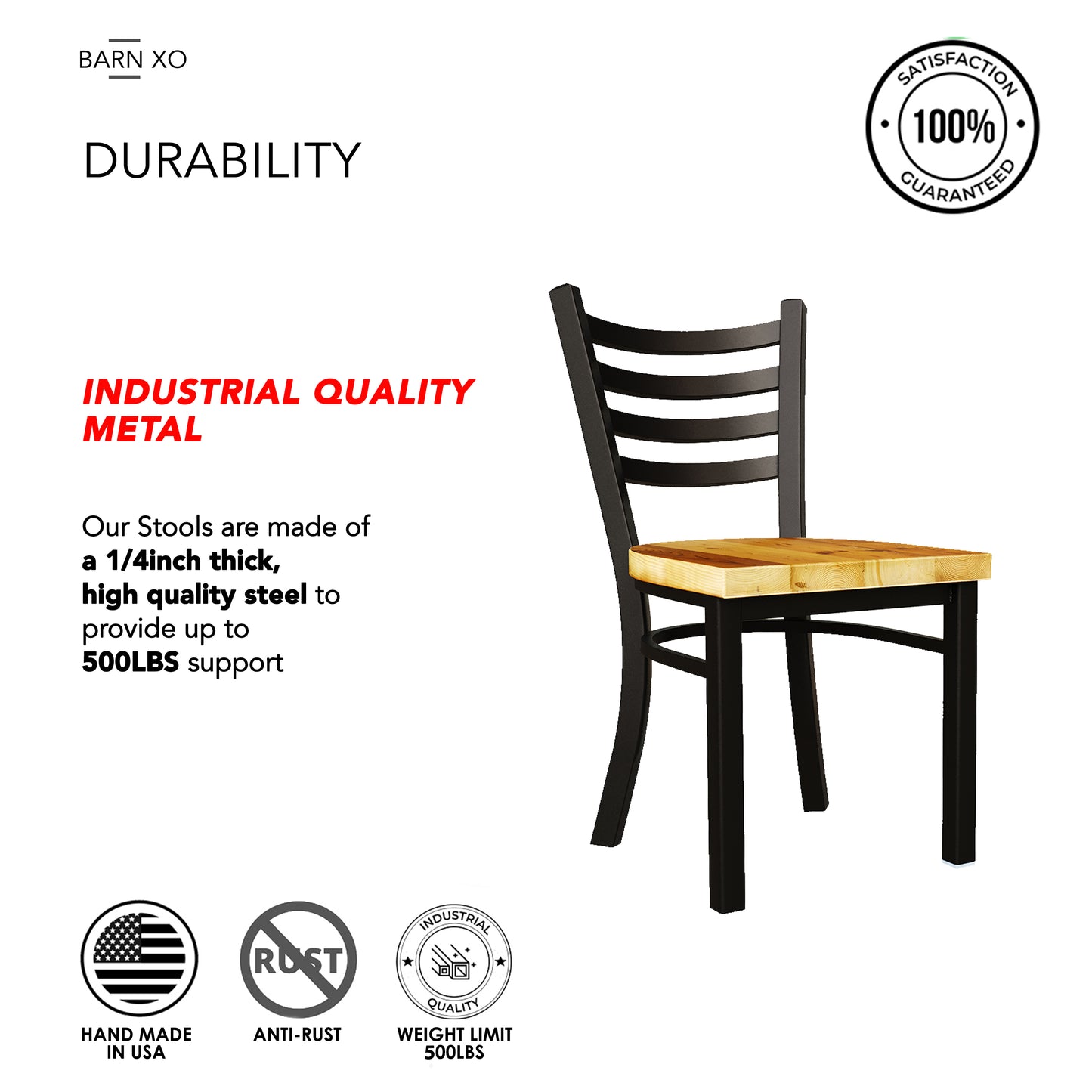 18 Inch Ladder Back Dining Chair (Gun Metal)