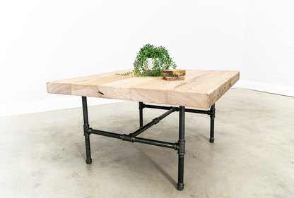 Coffee Table with Black Pipe Leg Base