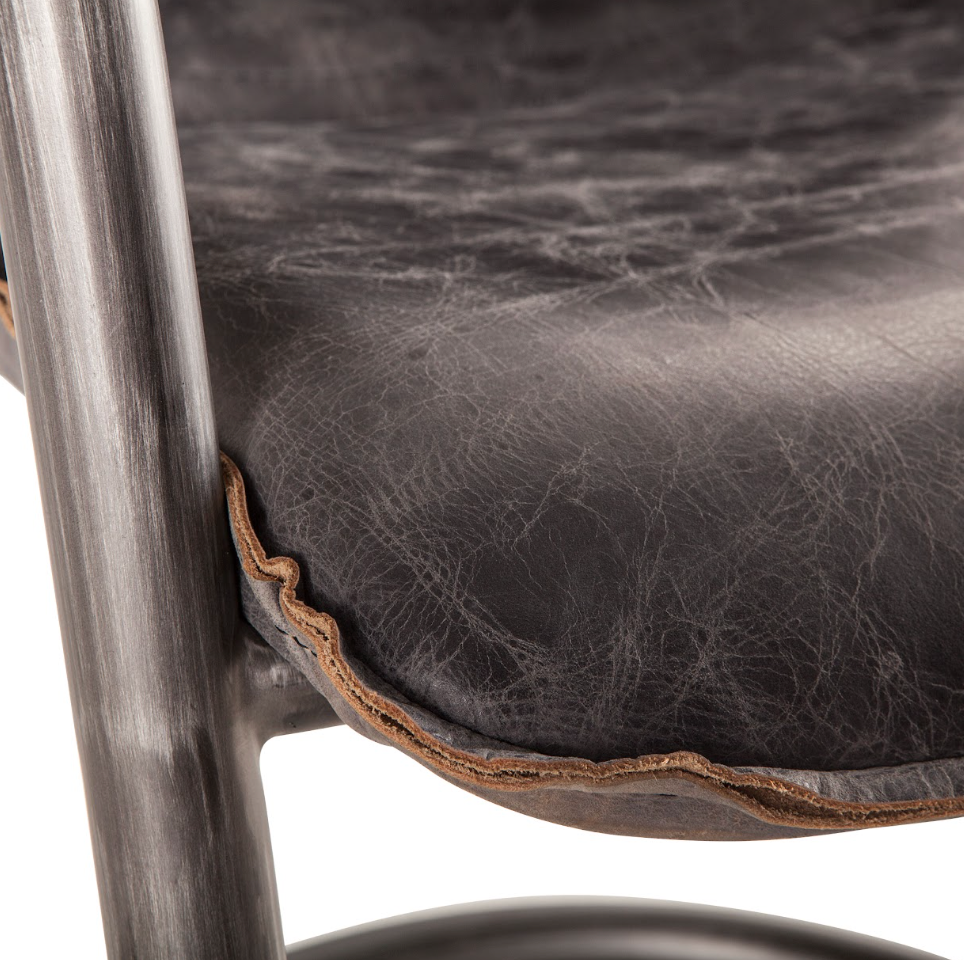 Portofino 22" Antique Ebony Top Grain Leather Dining Chair
