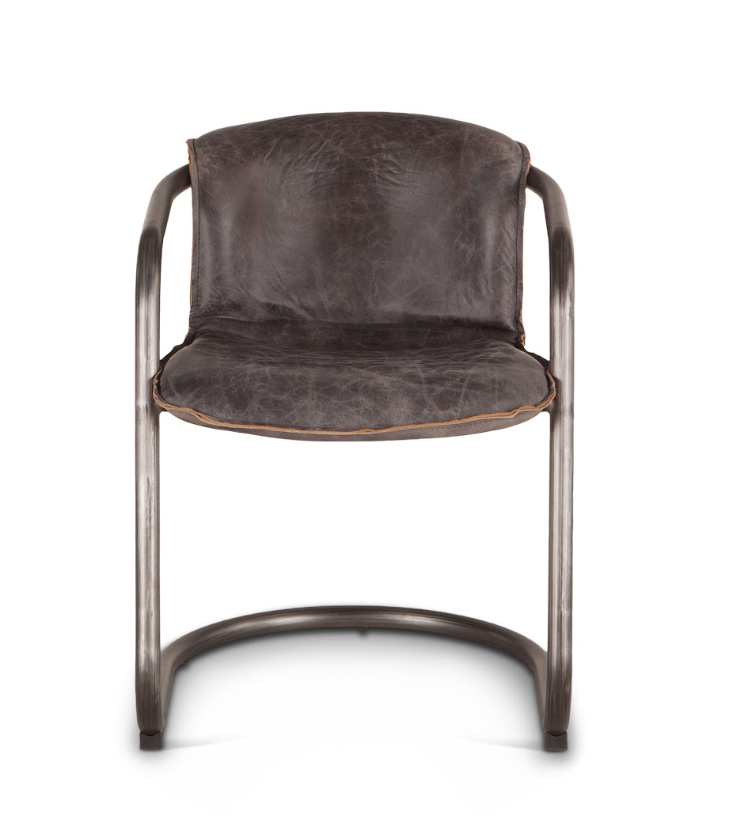 Portofino 22" Antique Ebony Top Grain Leather Dining Chair