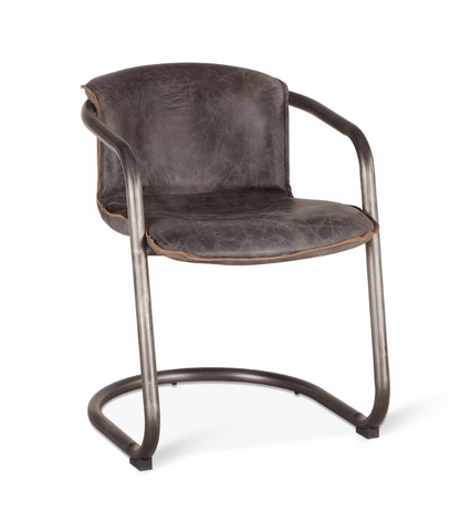 Portofino 22" Antique Ebony Top Grain Leather Dining Chair