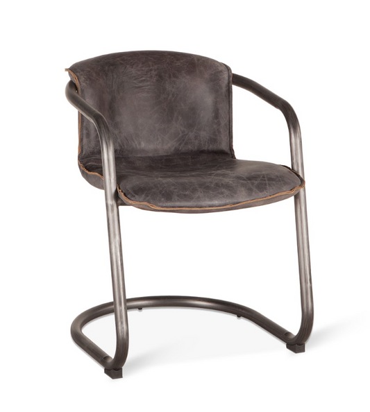 Portofino 22" Antique Ebony Top Grain Leather Dining Chair