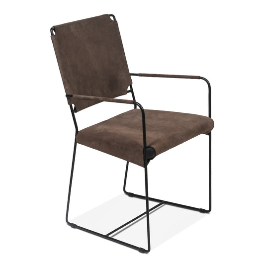 New York Arm Dining Chair - Asphalt Grey Suede